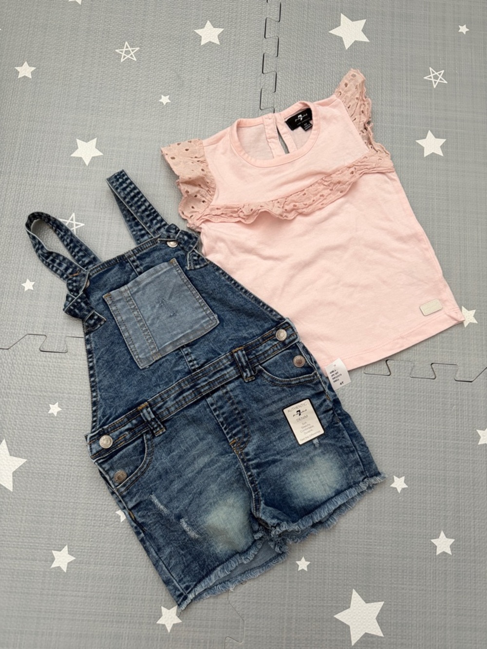 NWT 7 for all mankind - Denim Overall Set, 4T
